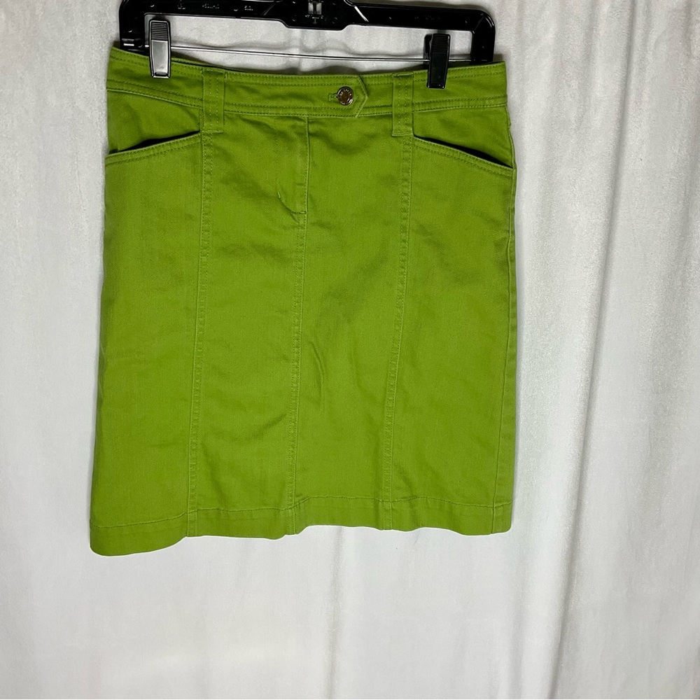 Talbots Petite Size 4 Green Denim Skirt